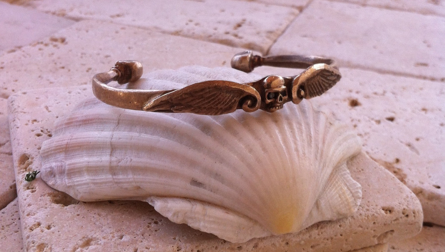 Bronze Skull & Wing Cuff
