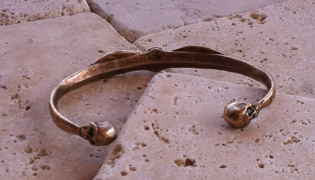 Bracelet - Bronze Skull & Wings Cuff
