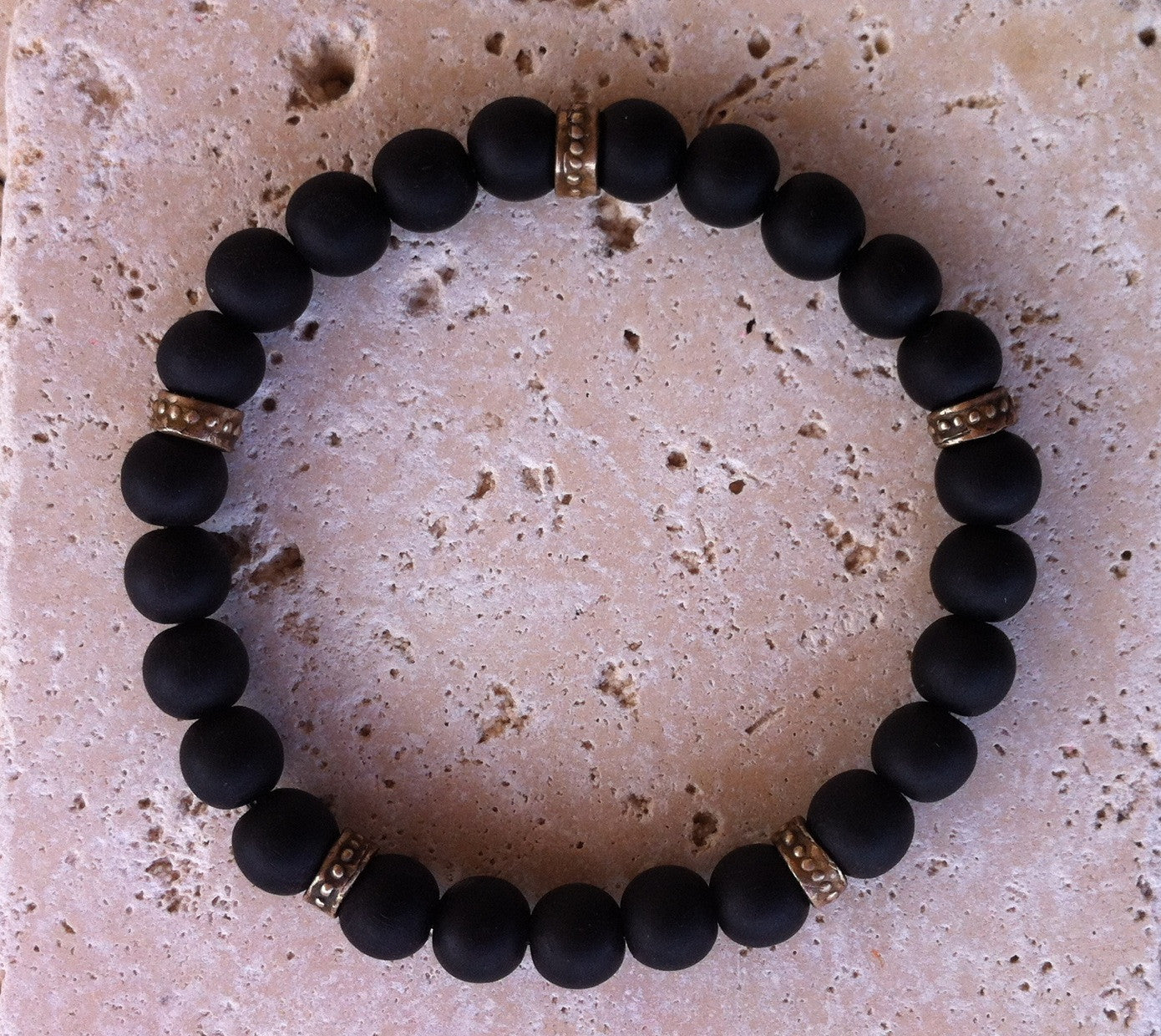 Ebony Wood Bracelet with Bronze Roundels by Roman Paul