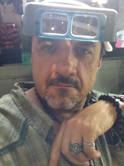 Bronze Fleur de Lis Gothic Cross Necklace by Roman Paul