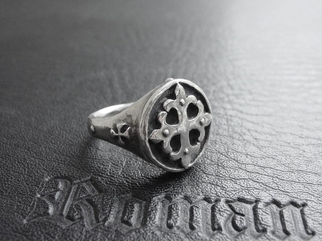Sterling Silver Fleur De Lis Cross Ring