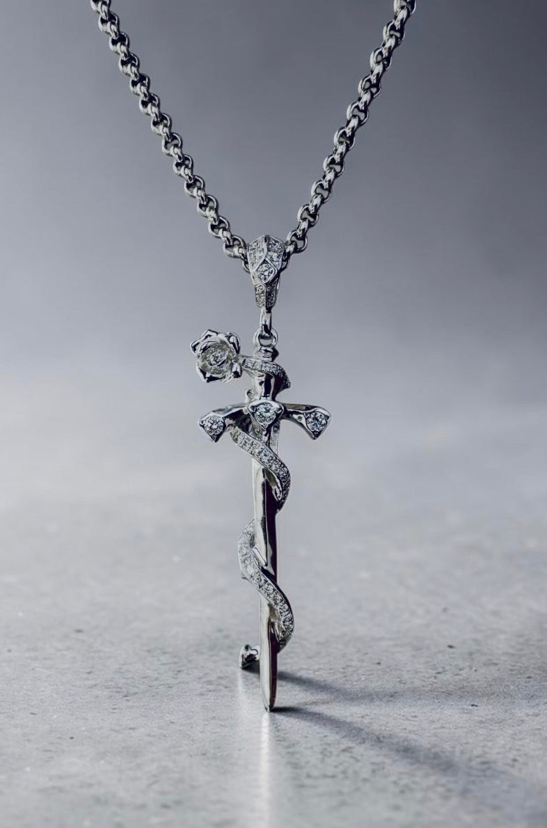 Sword and Rose with Diamonds