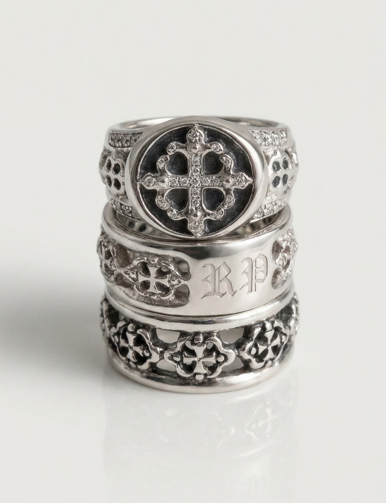 Roman Paul Fleur-de-Lis Cross Ring