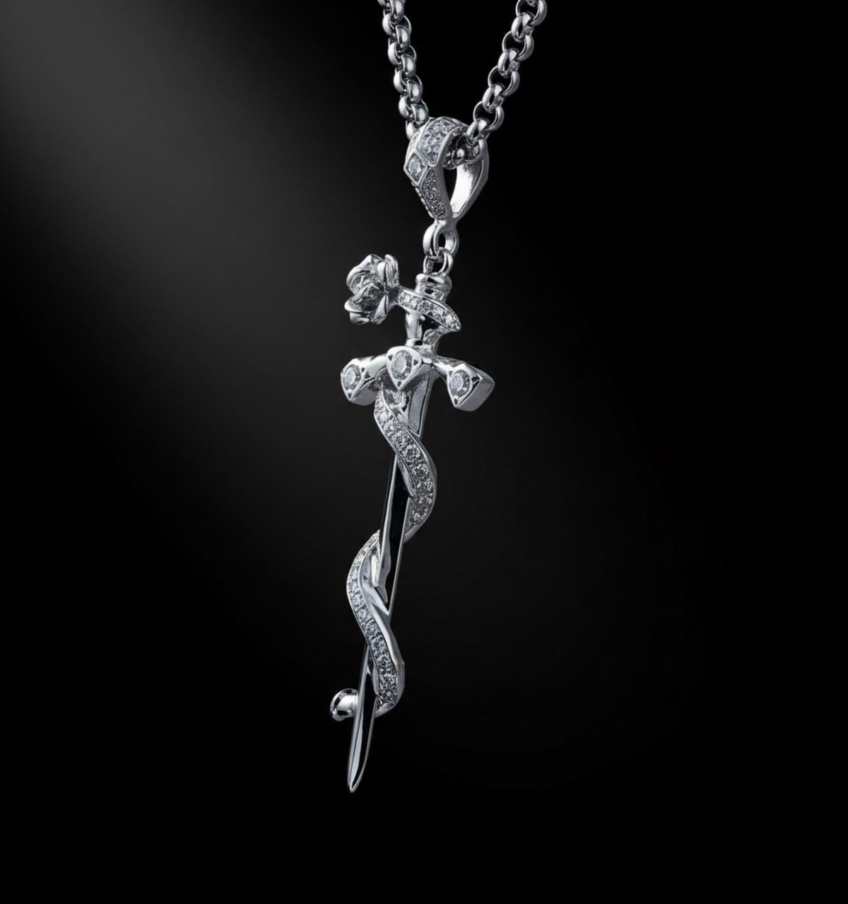 Sword and Rose with Diamonds