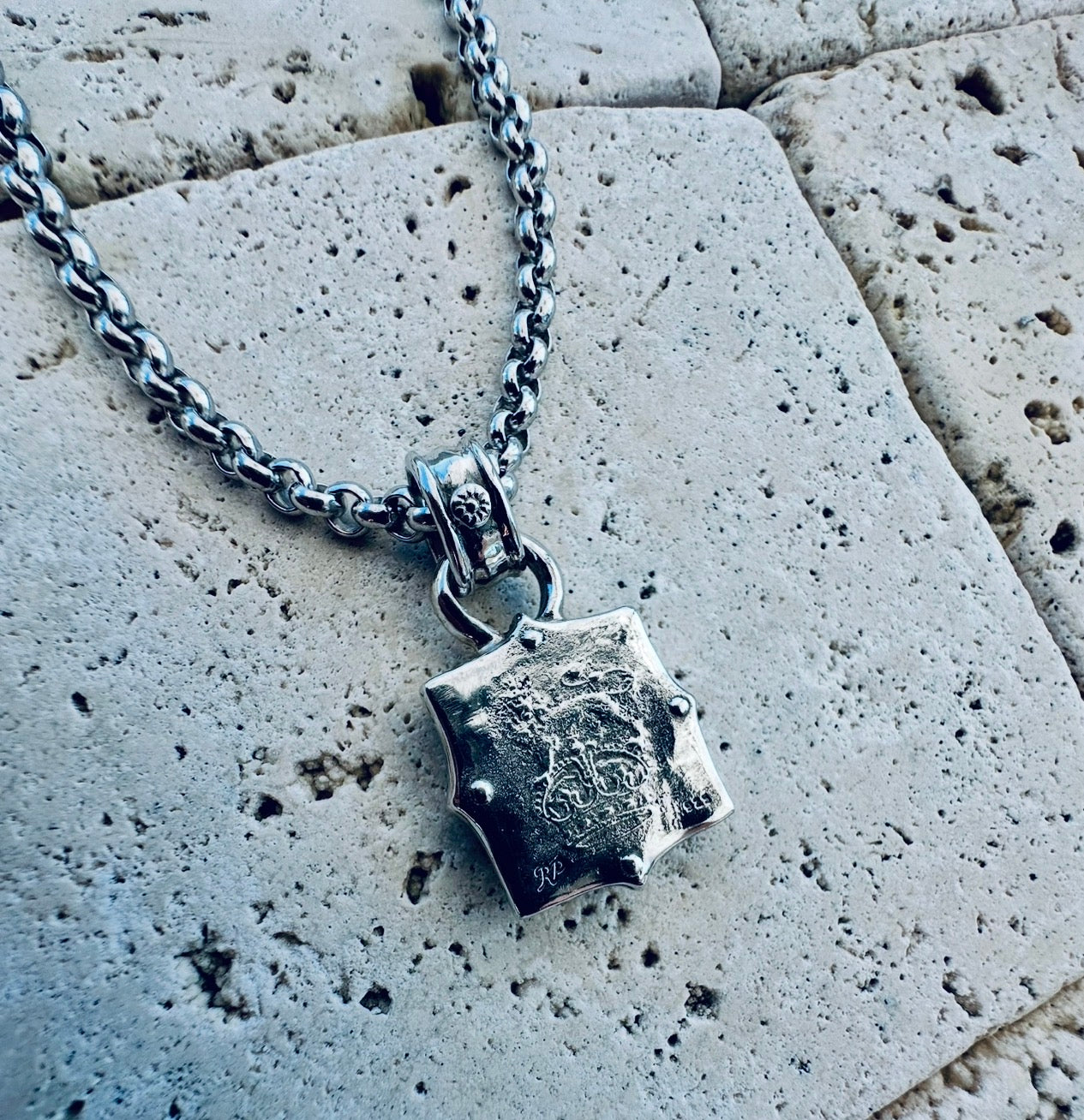 Roman Paul Fleur de Lis Cross Necklace – Lab-Grown Diamond Pavé Sterling Silver Pendant