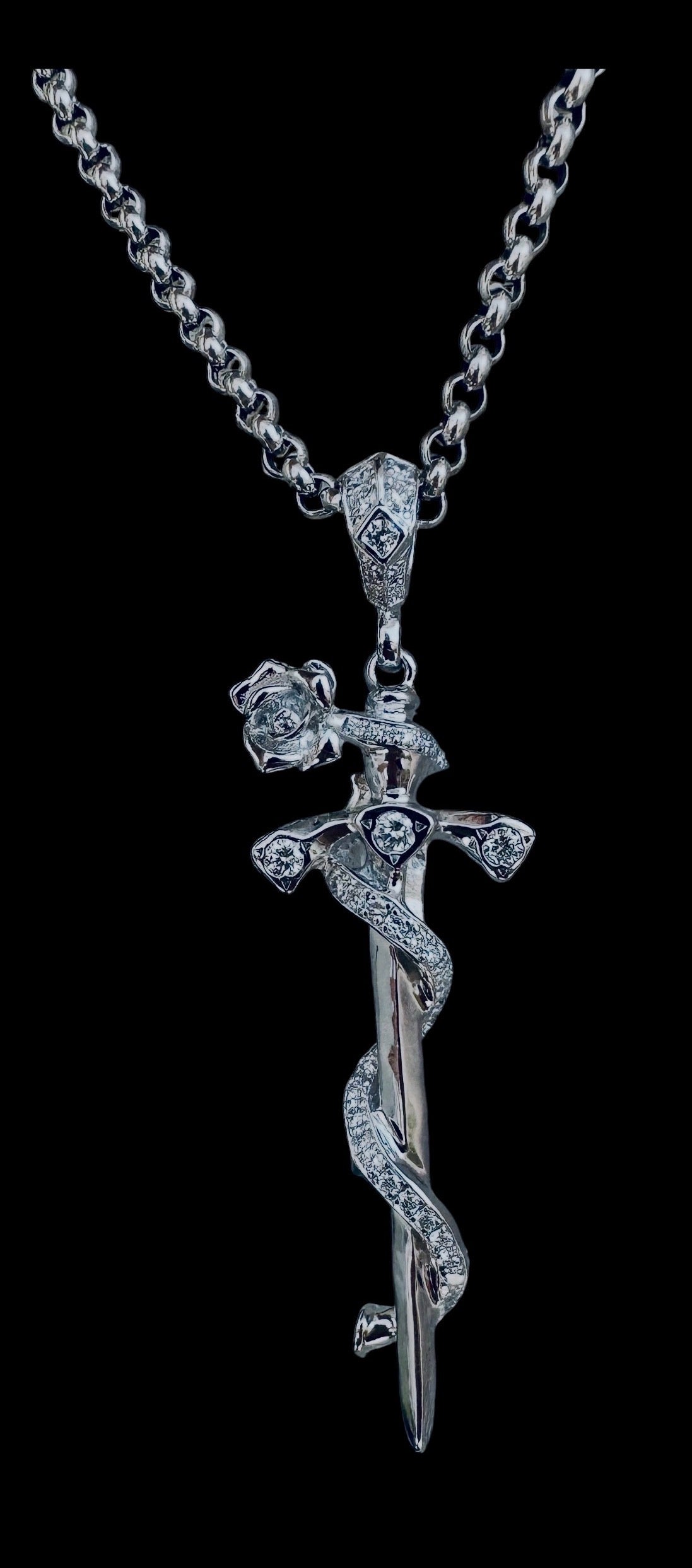 Sword and Rose with Diamonds