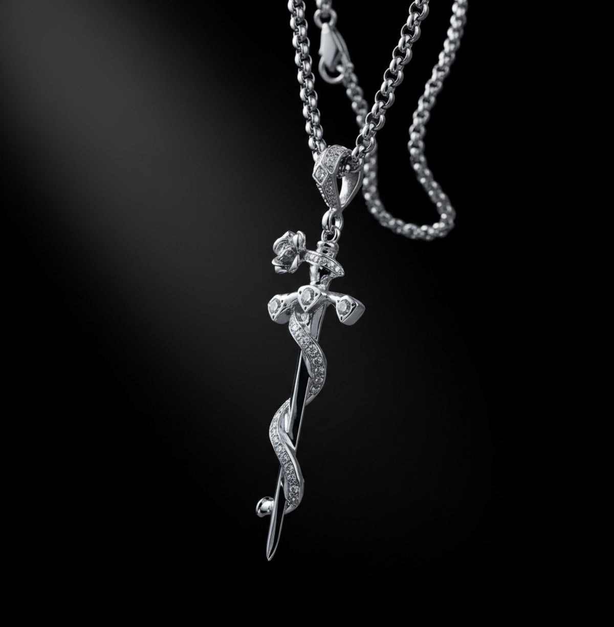 Sword and Rose with Diamonds