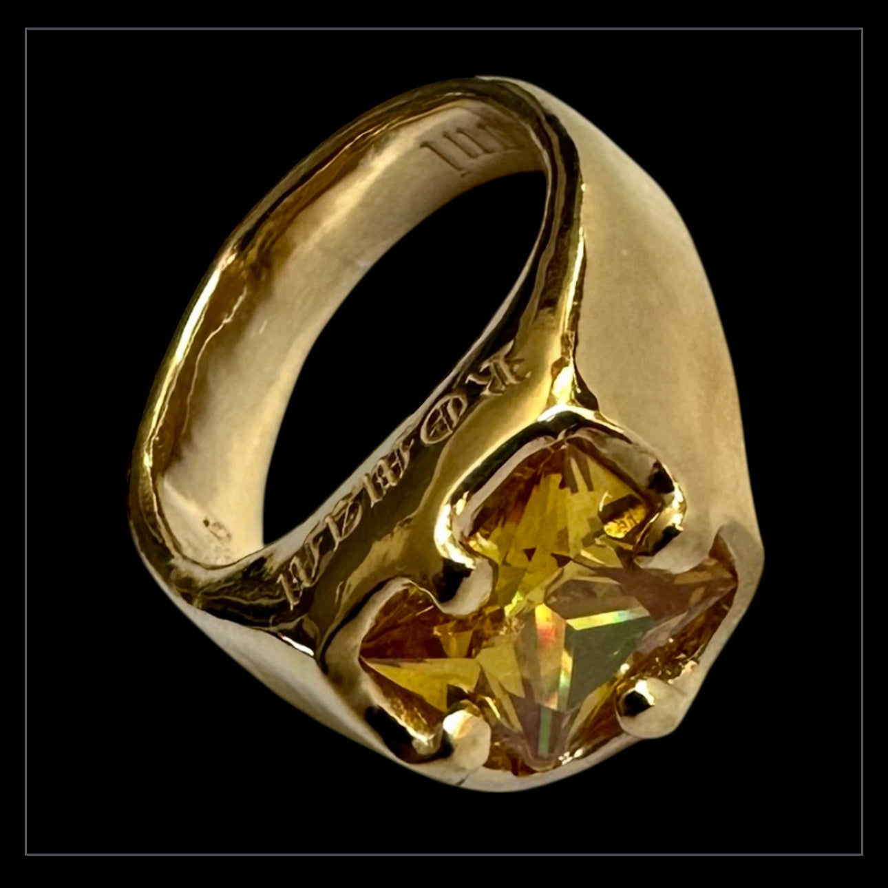 Roman Paul Signet Style Gold CZ Ring