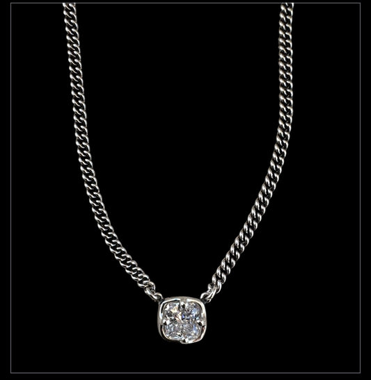Roman Paul Gothic Frame Necklace

Sterling Silver with Princess-Cut Diamond-Look CZ (10 mm)