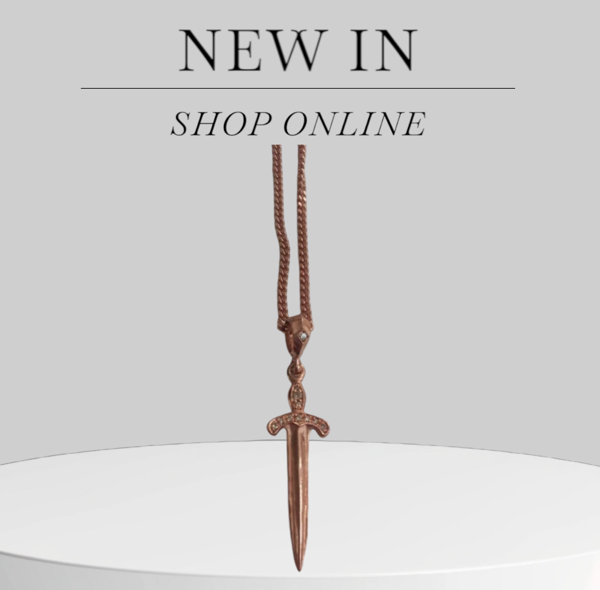 Necklace - Rose Gold Sword & Diamonds