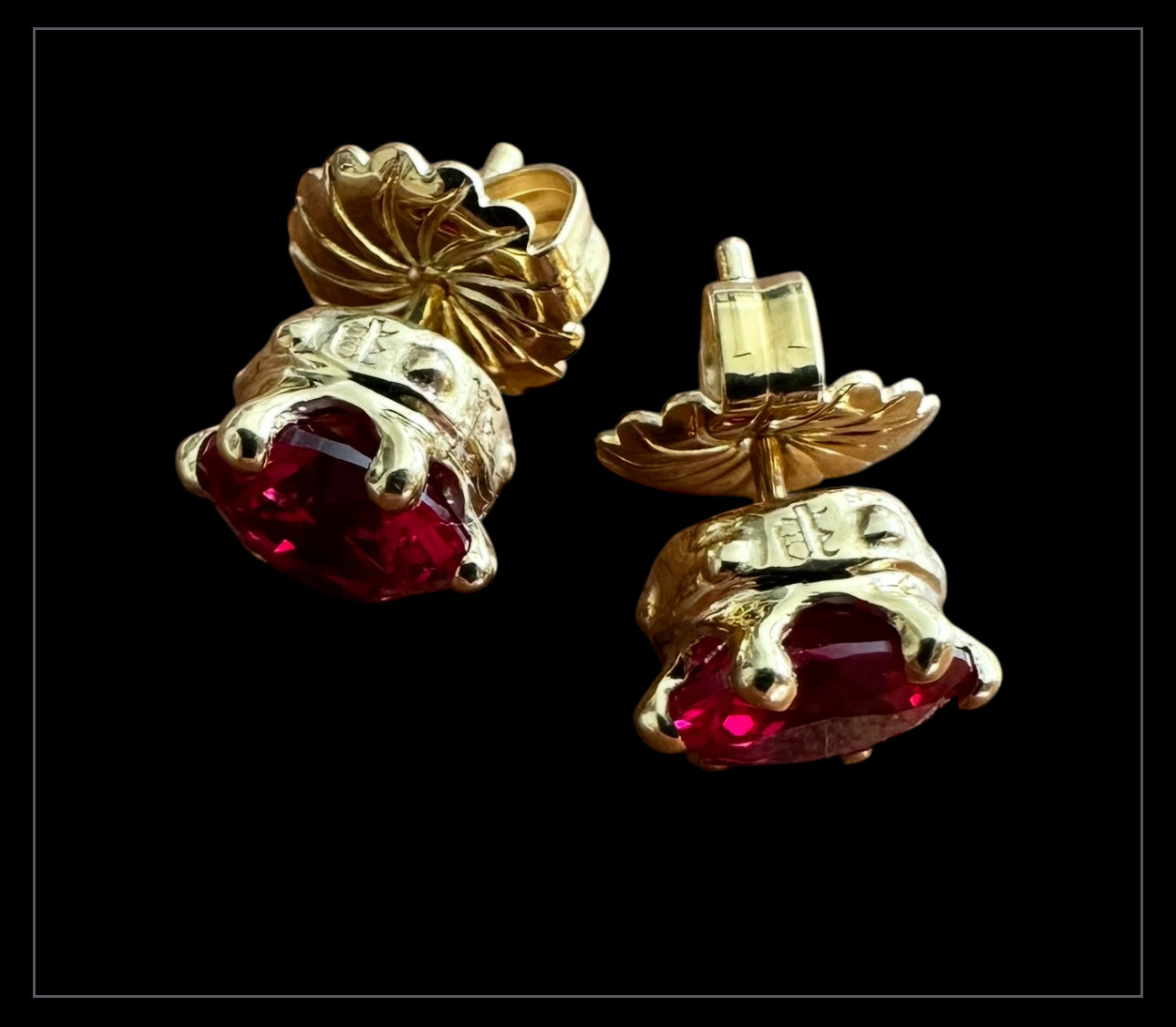 Sterling Silver Crown Stud Earrings with Red Diamond CZ