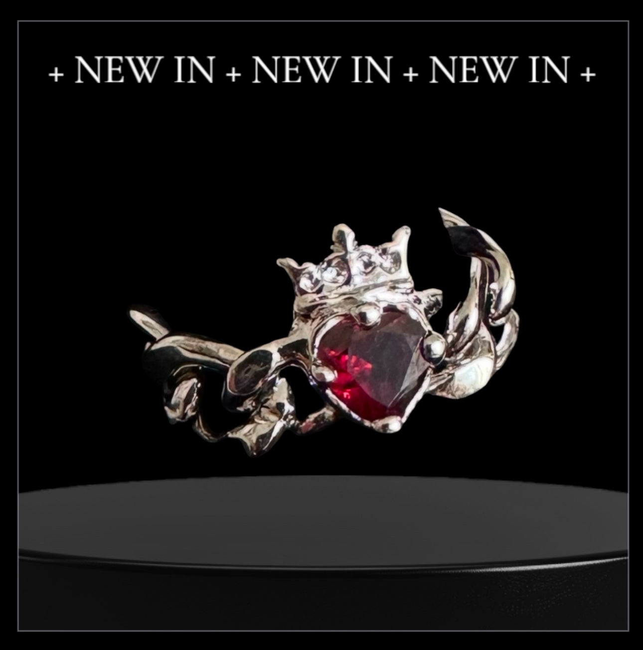 Crowned Heart Chain Ring