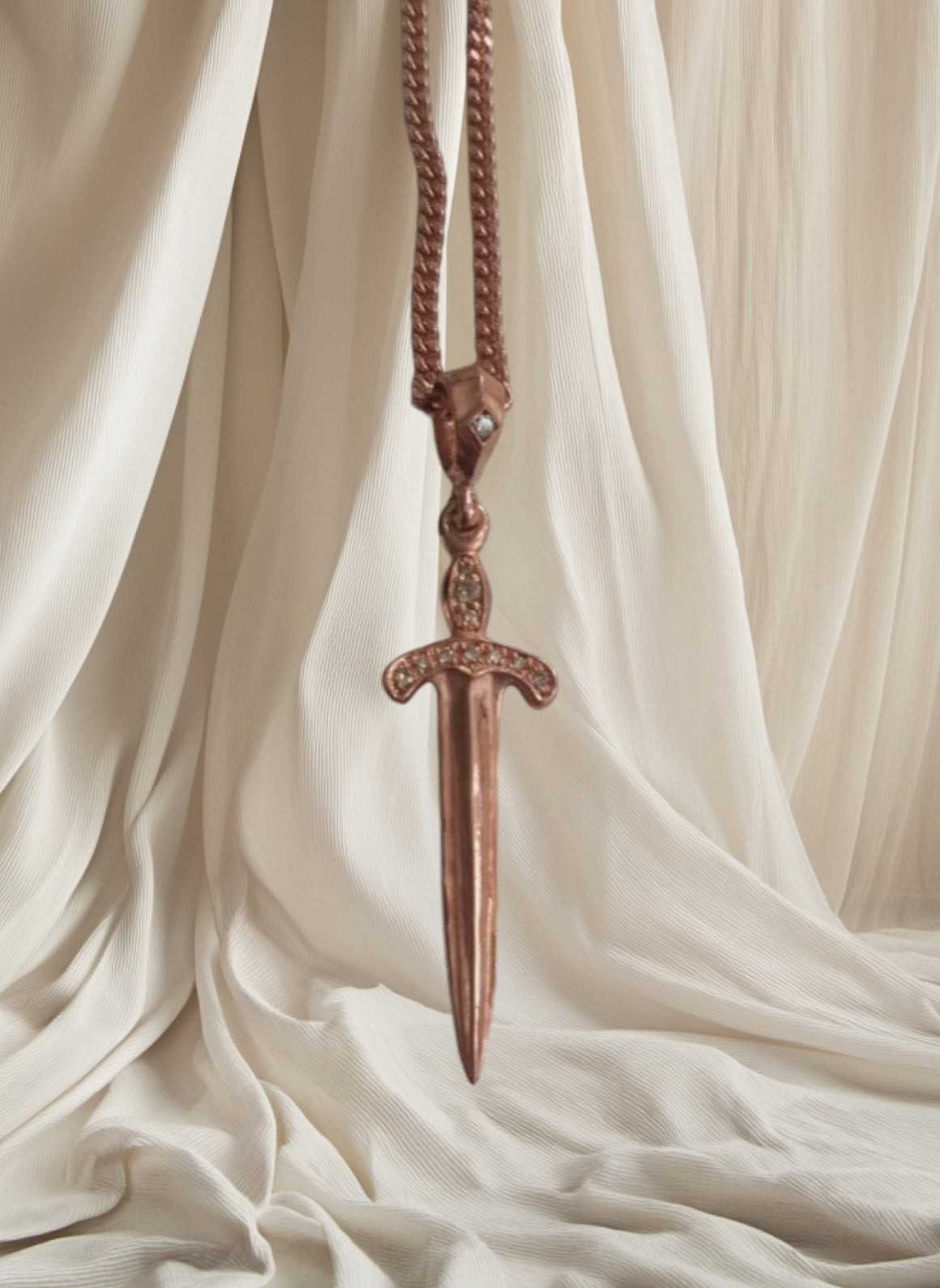 Necklace - Rose Gold Sword & Diamonds