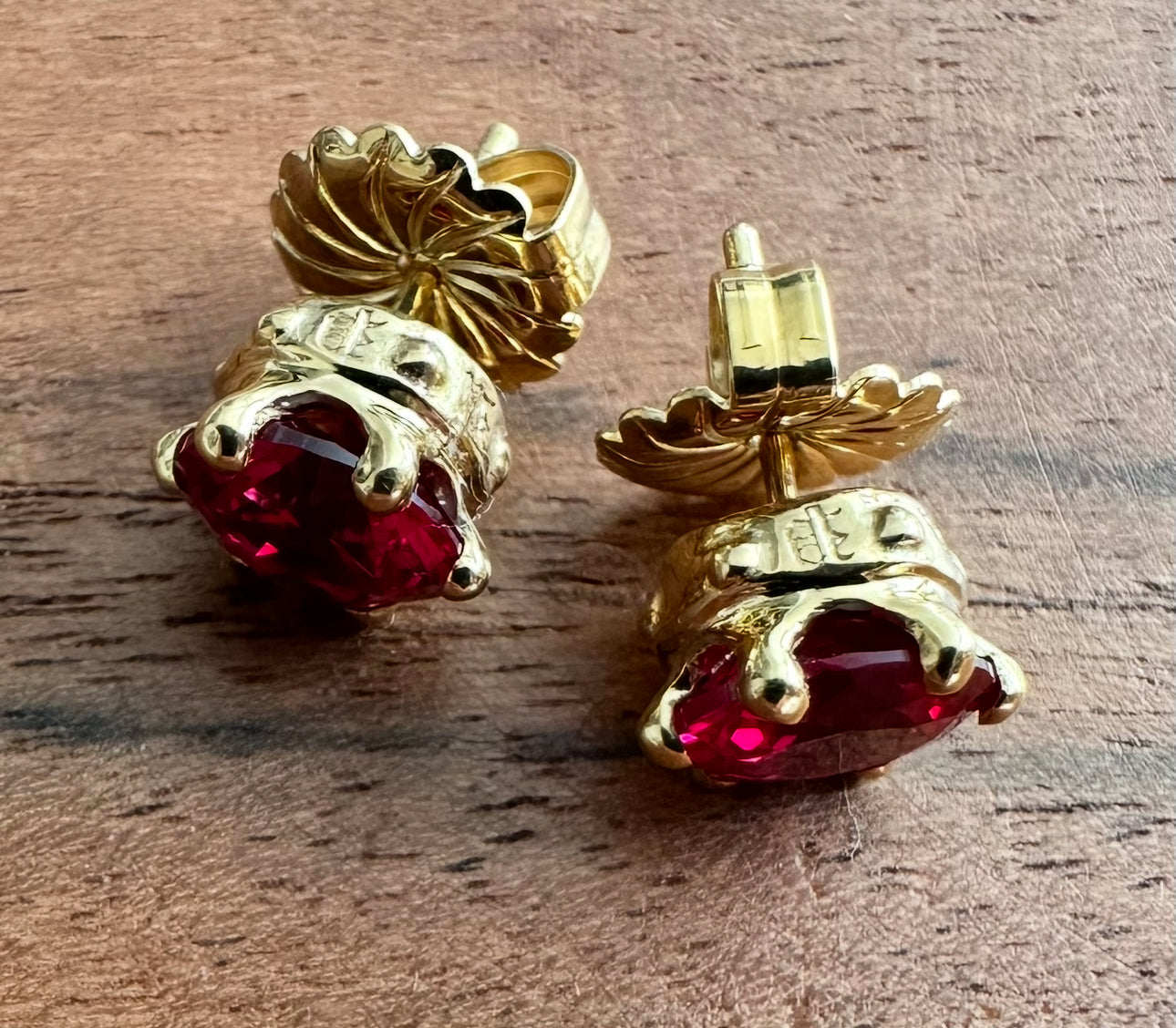 Sterling Silver Crown Stud Earrings with Red Diamond CZ