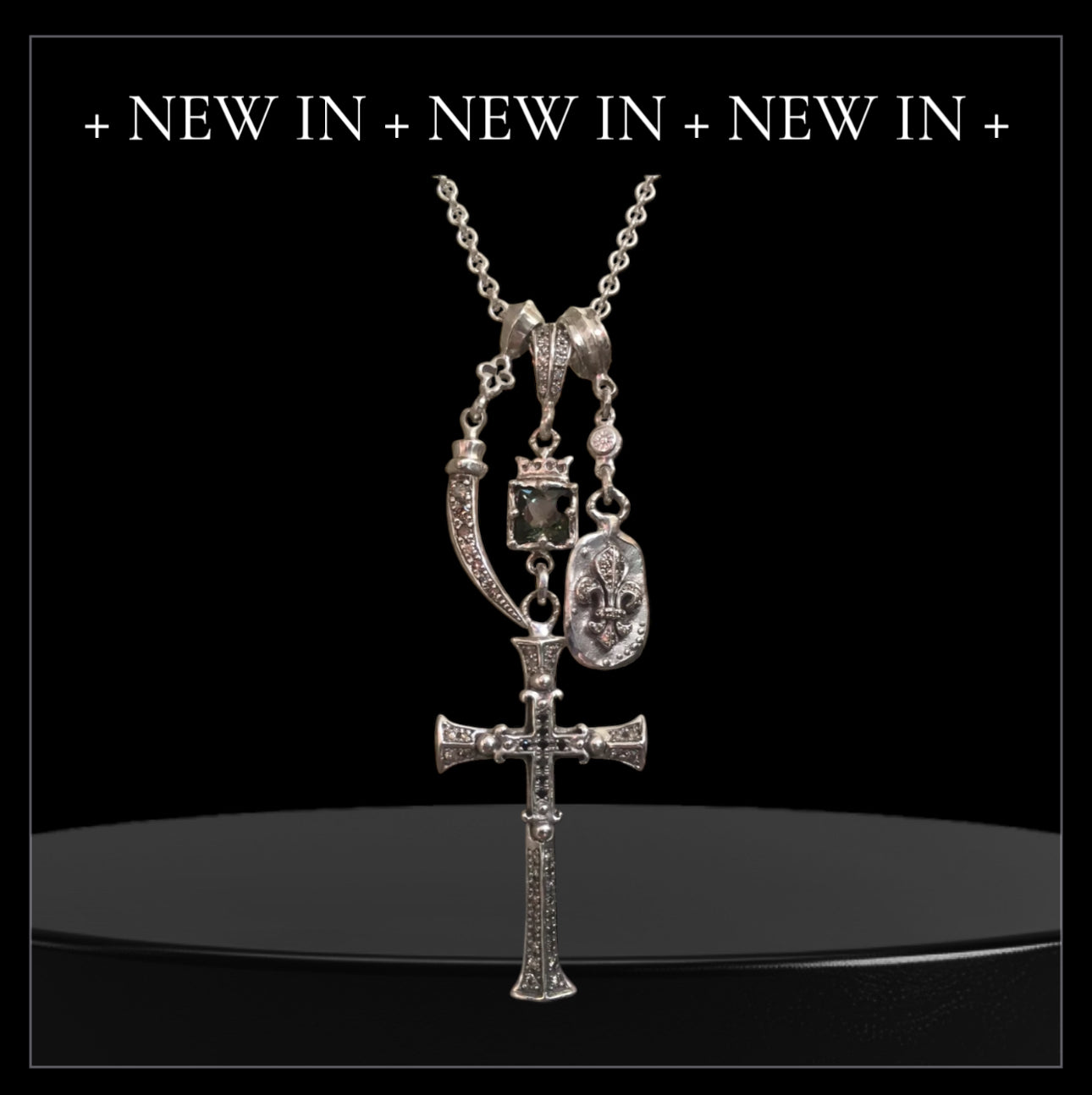 Necklace - Diamond Cross Triple Charm