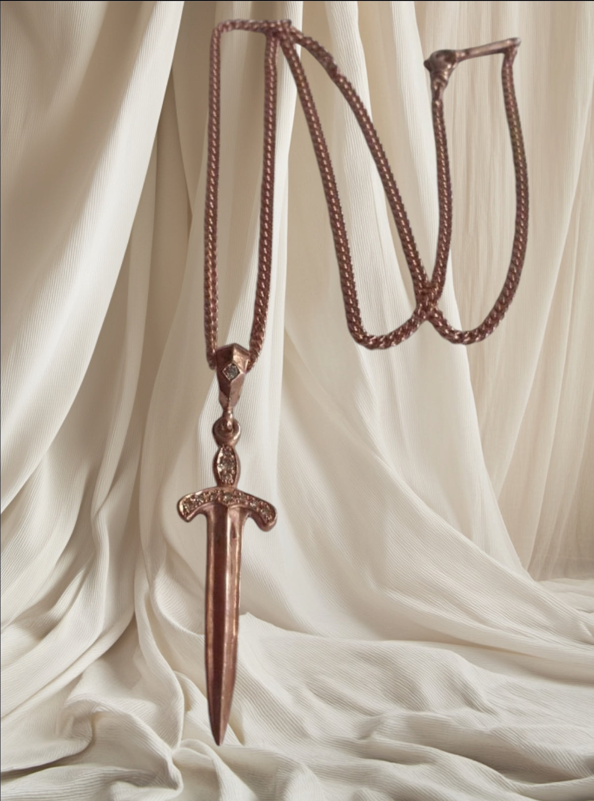 Necklace - Rose Gold Sword & Diamonds