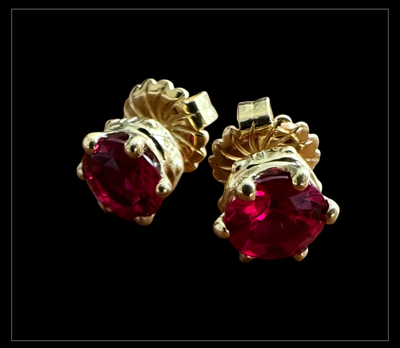 Sterling Silver Crown Stud Earrings with Red Diamond CZ