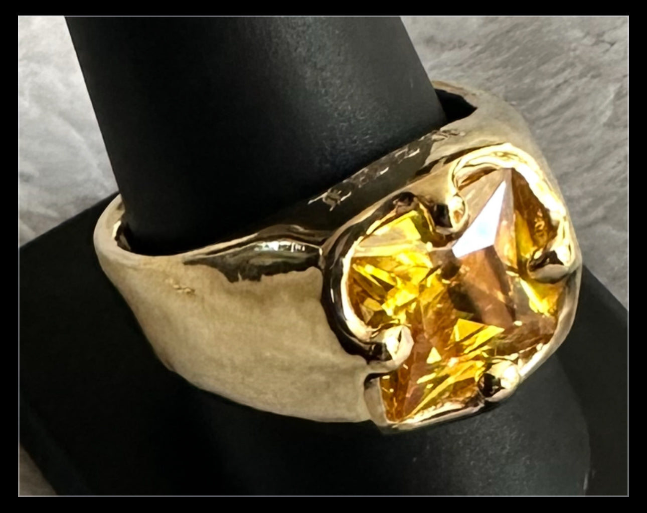 Roman Paul Signet Style Gold CZ Ring