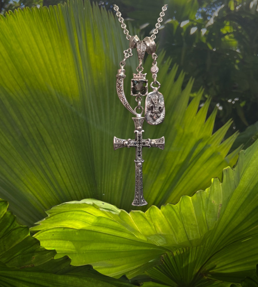 Necklace - Diamond Cross Triple Charm