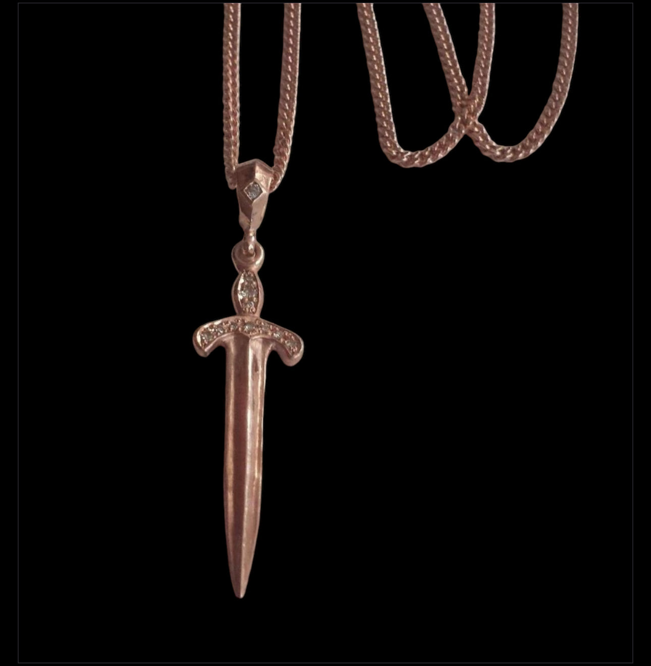 Necklace - Rose Gold Sword & Diamonds