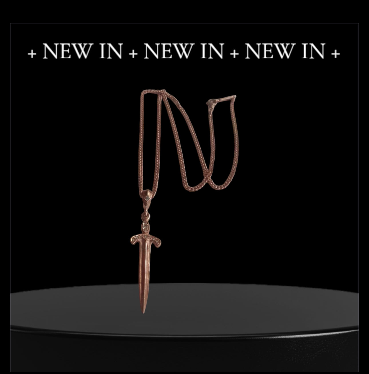 Necklace - Rose Gold Sword & Diamonds