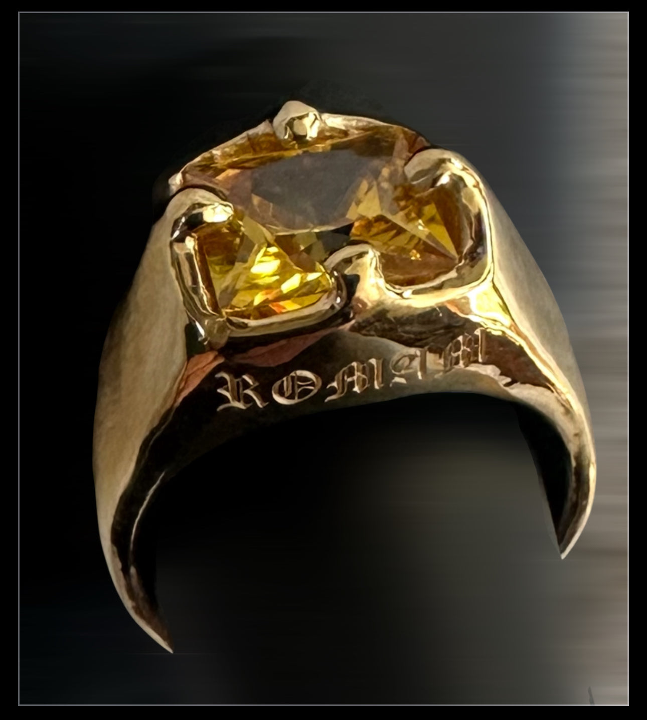 Roman Paul Signet Style Gold CZ Ring