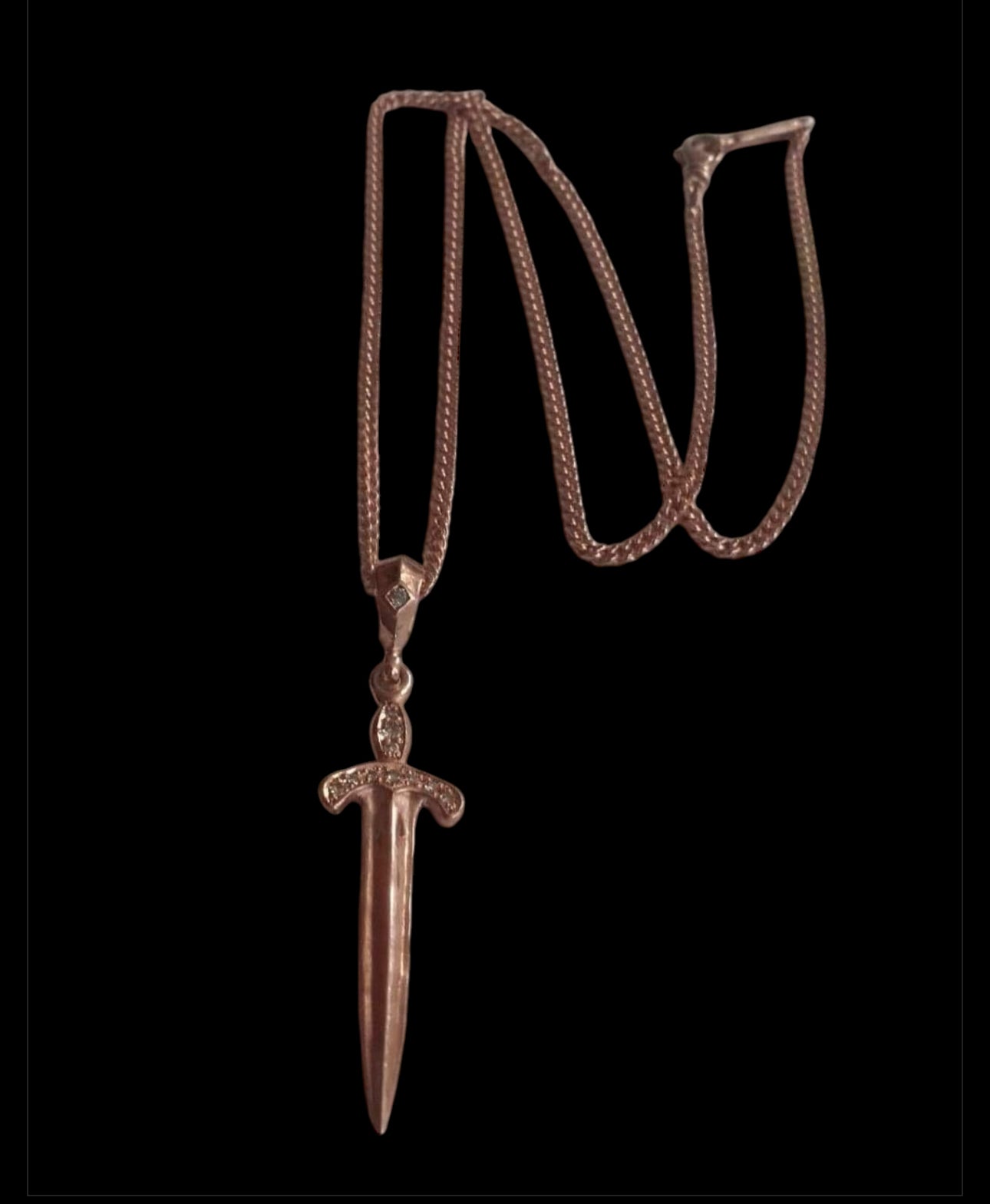 Necklace - Rose Gold Sword & Diamonds