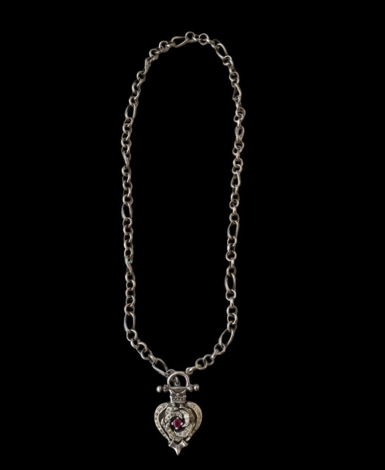 Necklace - Diamonds and Ruby Rose Heart