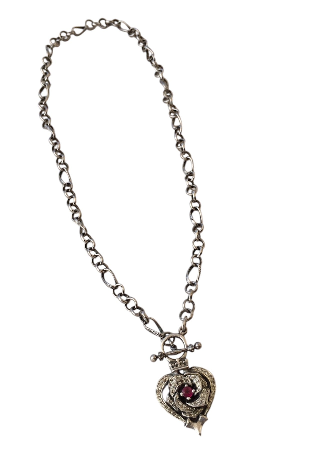 Necklace - Diamonds and Ruby Rose Heart