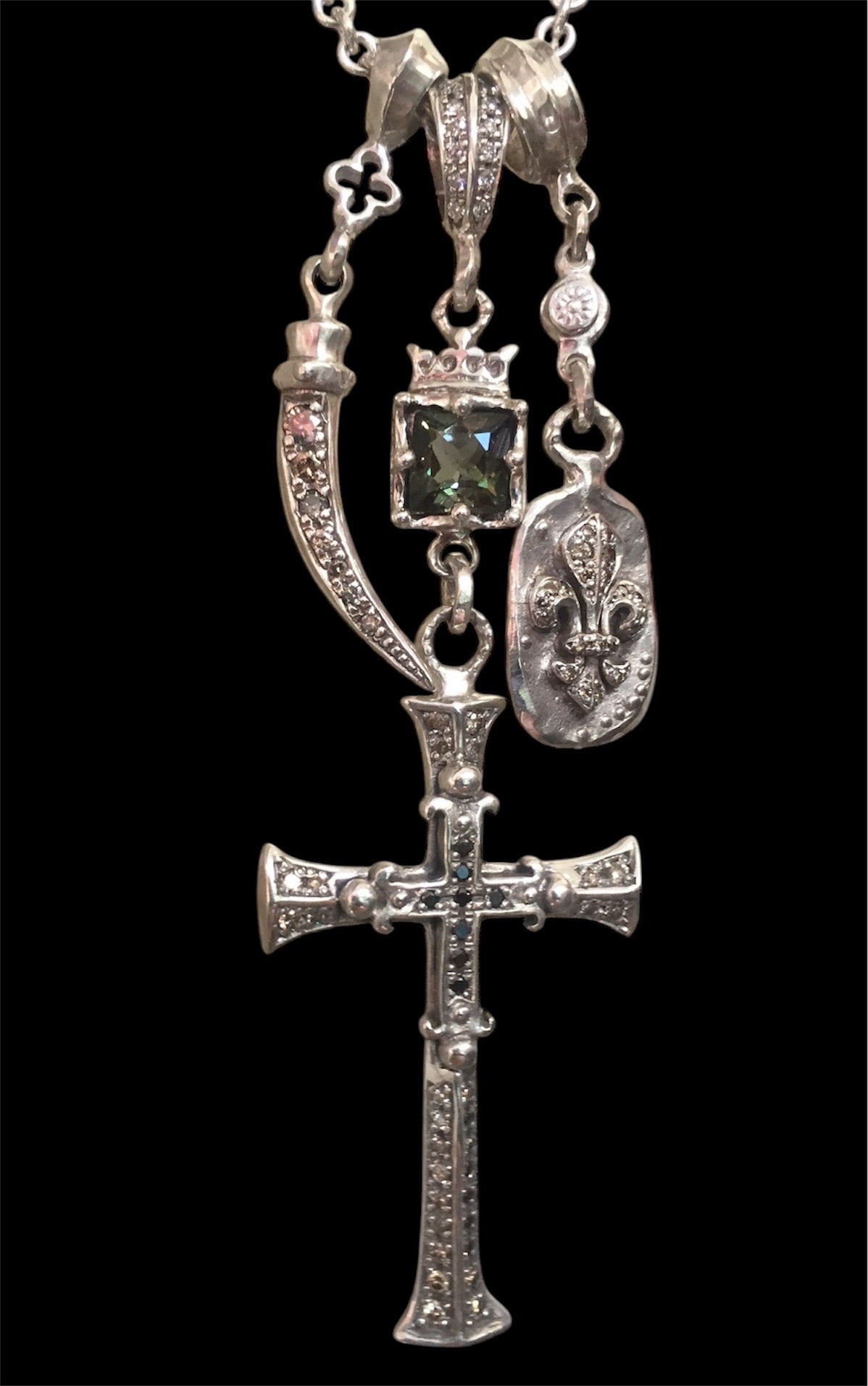 Necklace - Diamond Cross Triple Charm