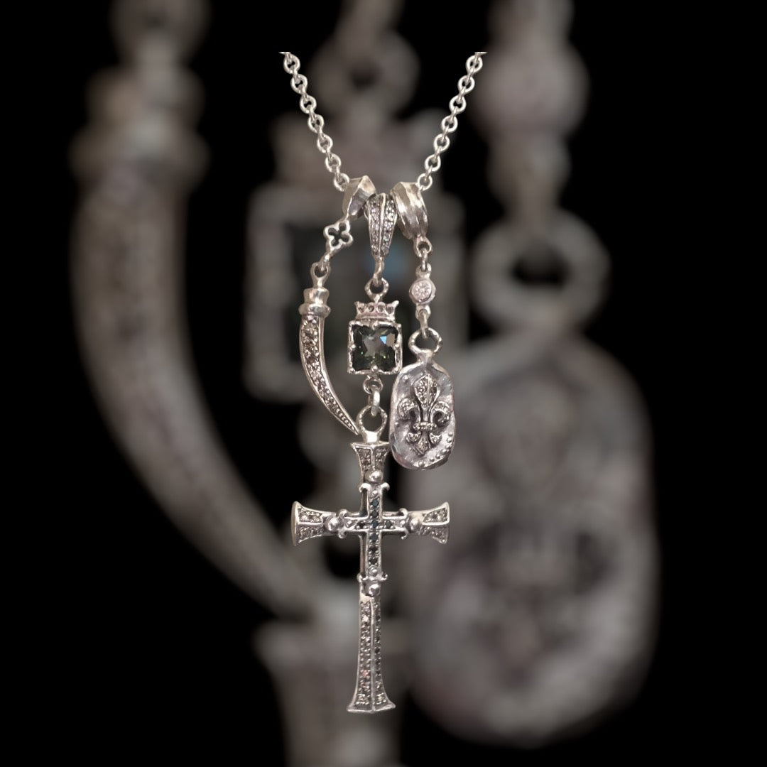 Necklace - Diamond Cross Triple Charm