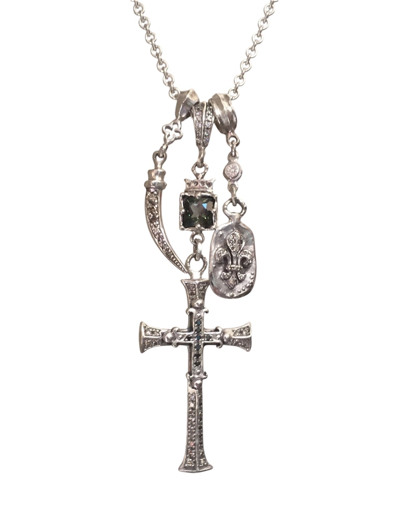 Necklace - Diamond Cross Triple Charm