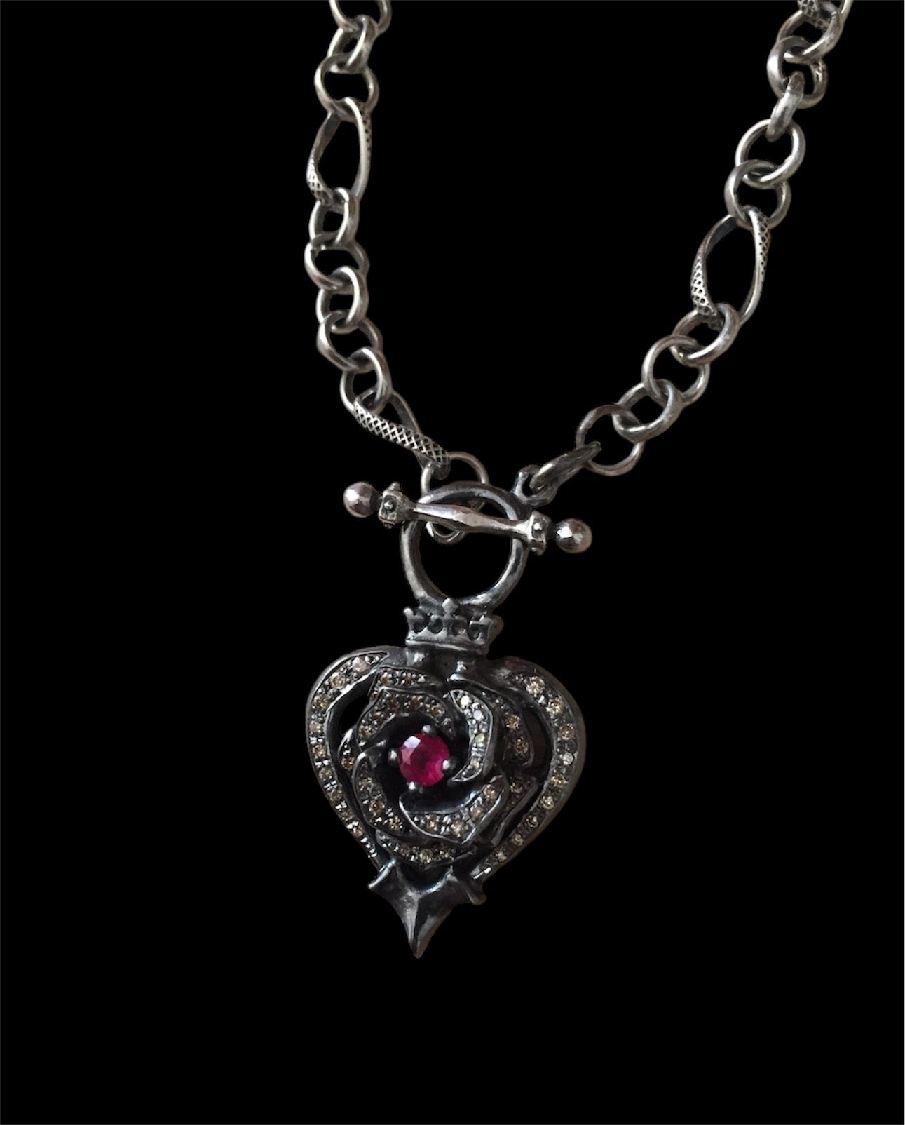 Necklace - Black Platinum Rose Heart