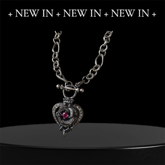 Necklace - Black Platinum Rose Heart