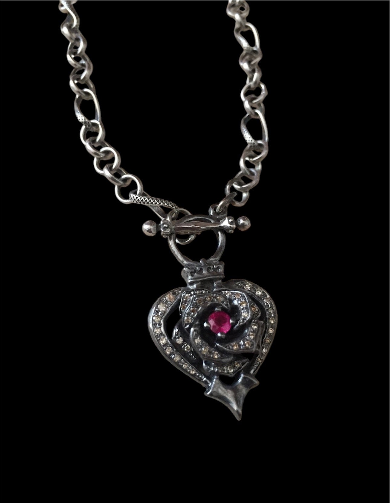 Necklace - Black Platinum Rose Heart