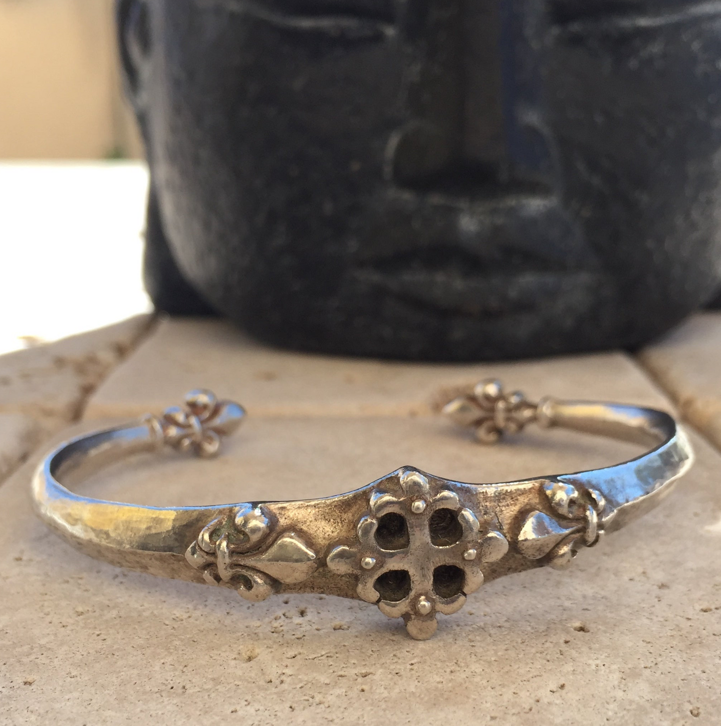 Roman Paul Fleur de Lis Gothic Sterling Silver Cuff Bracelet .925