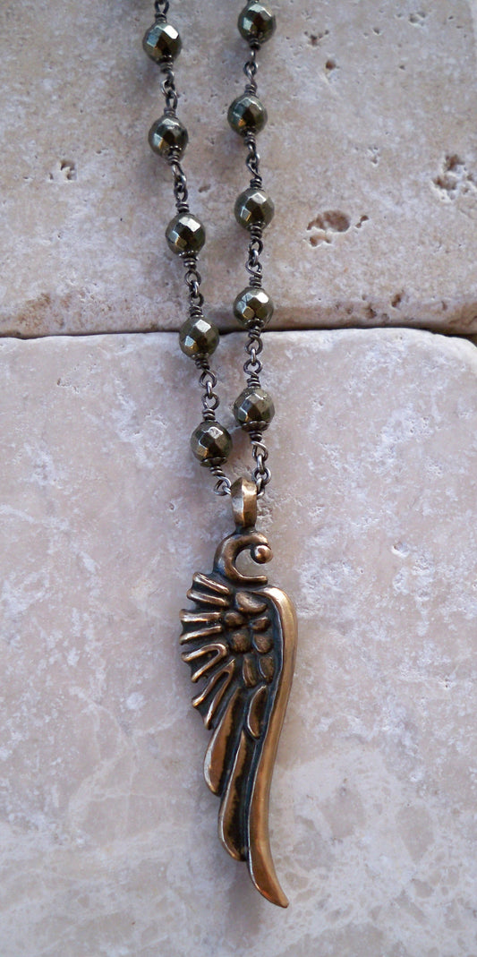 Necklace - Bronze Wing On Sterling Silver