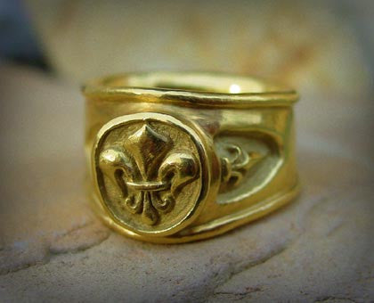 Yellow Gold Fleur De Lis  Gotic Ring