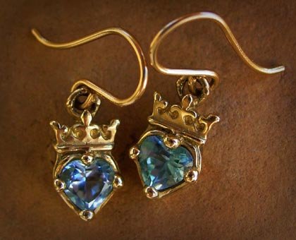 gold heart hook earrings