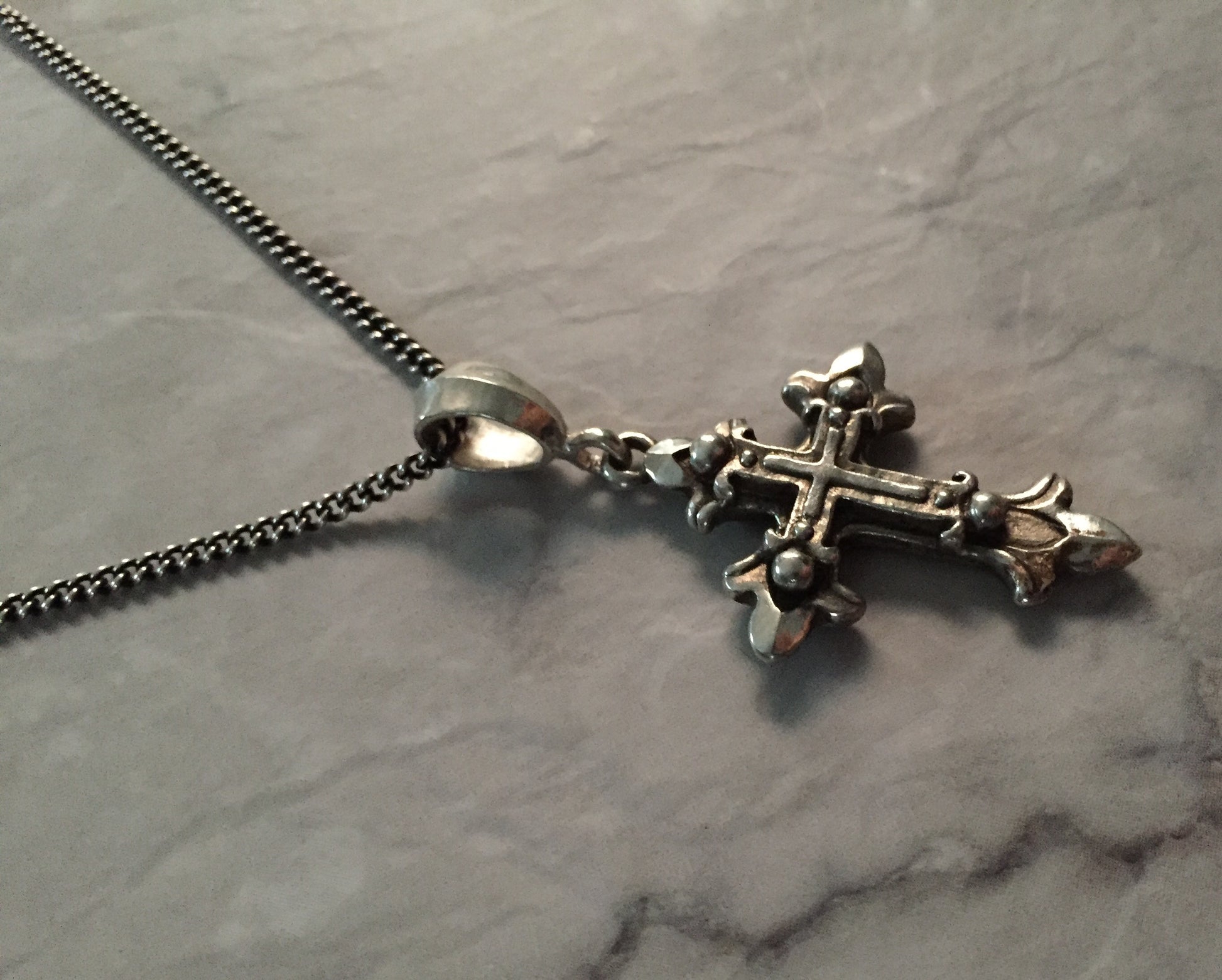 Necklace - Silver Triple Cross by Roman Paul