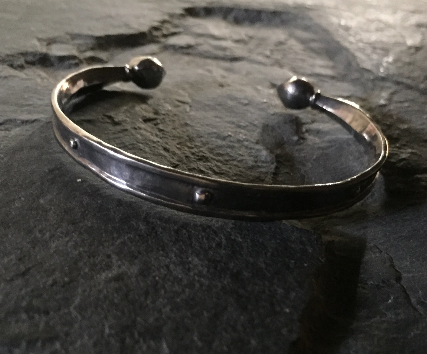 Bracelet - Black Diamond Silver Cuff