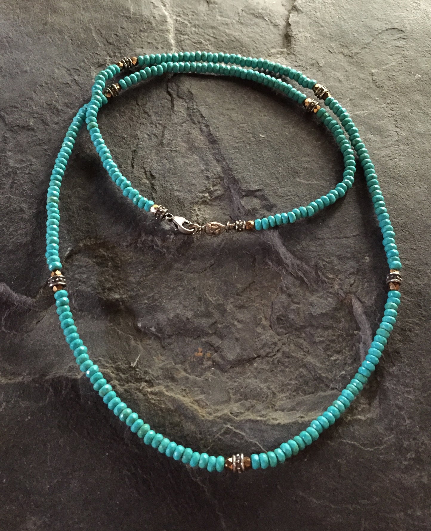 Bracelet - Blue Magnesite beads and Silver Roundels