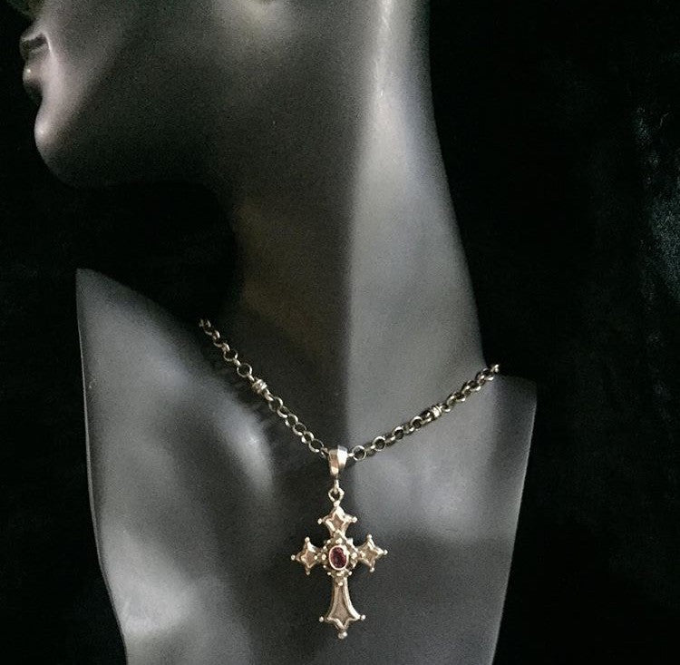 Necklace - Cross with Sapphire