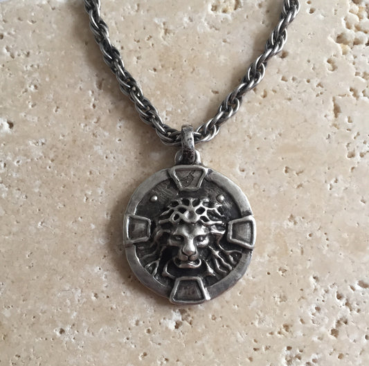Necklace - Silver Lion Medallion by Roman Paul