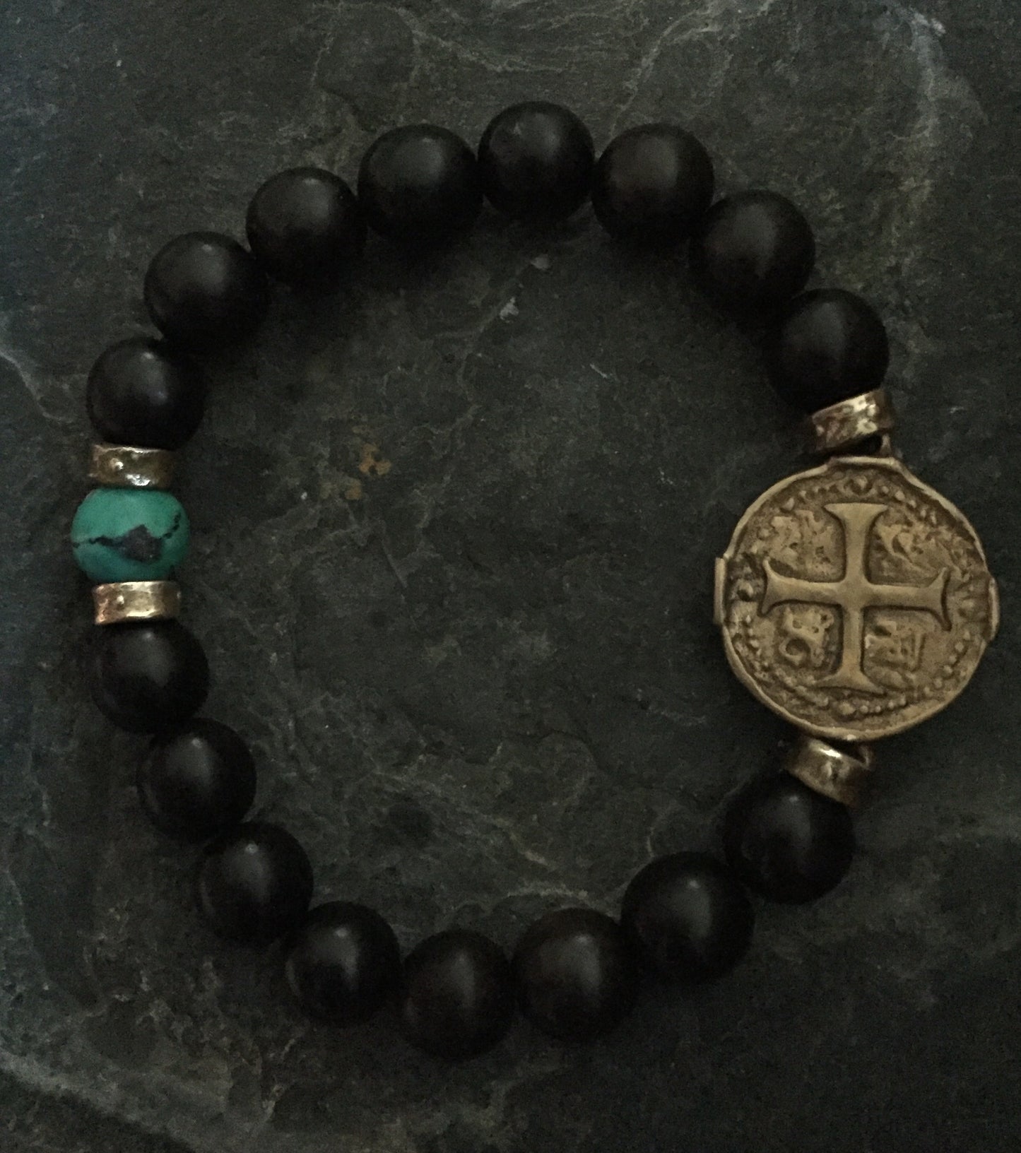 Bracelet - Bronze Cross Medallion & Turquoise