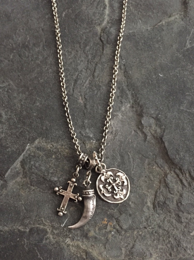Necklace - Silver Triple Charm by Roman Paul