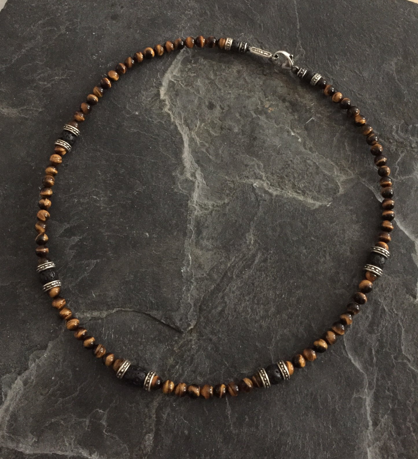 Necklace - Tiger Eye With Silver Roundels