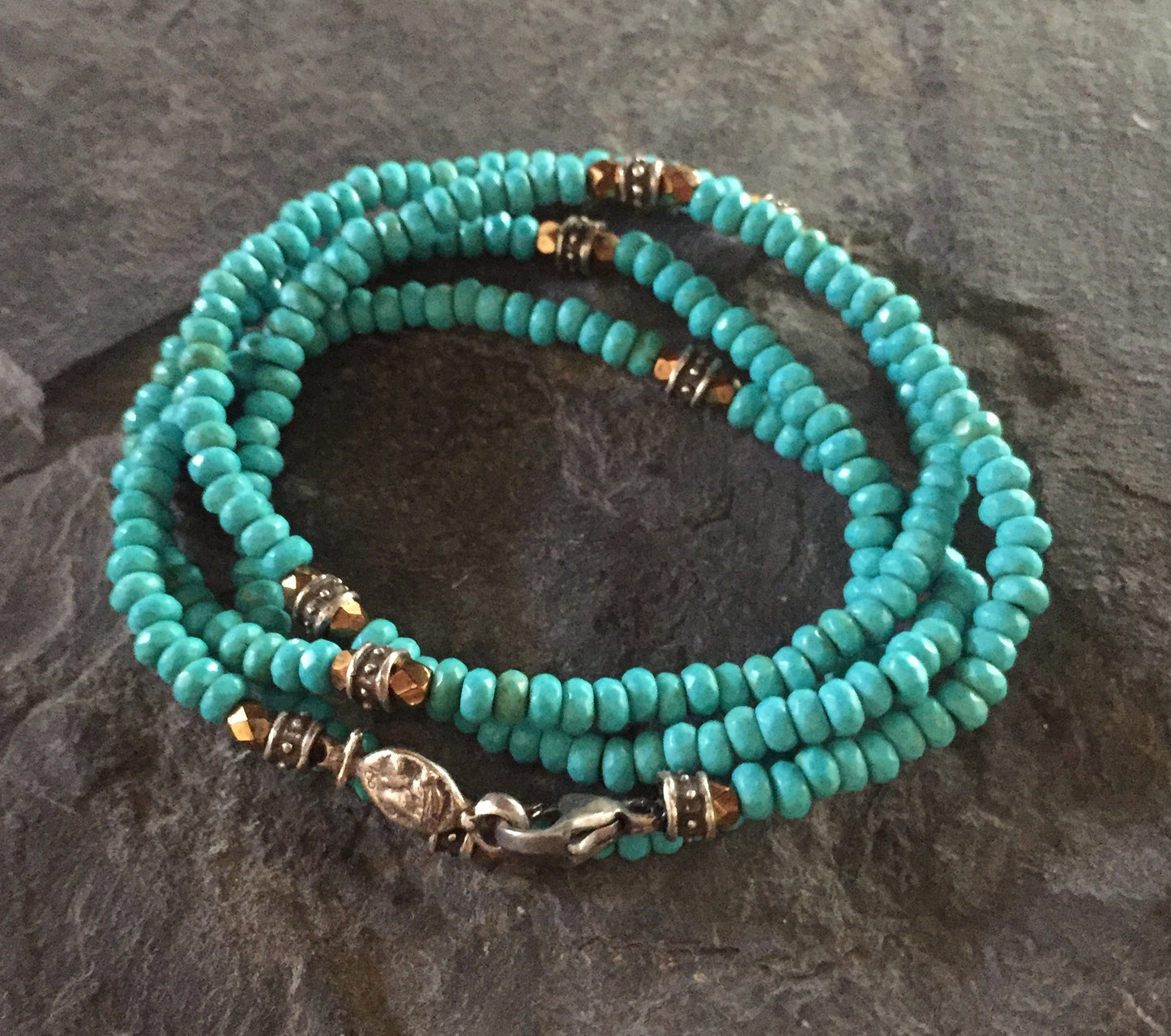Necklace - Sterling Silver Roundels & Blue Magnesite by roman paul