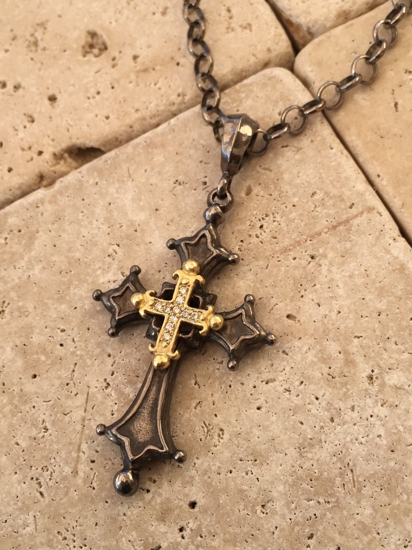 Cross - Necklace & Gold Diamond Cross