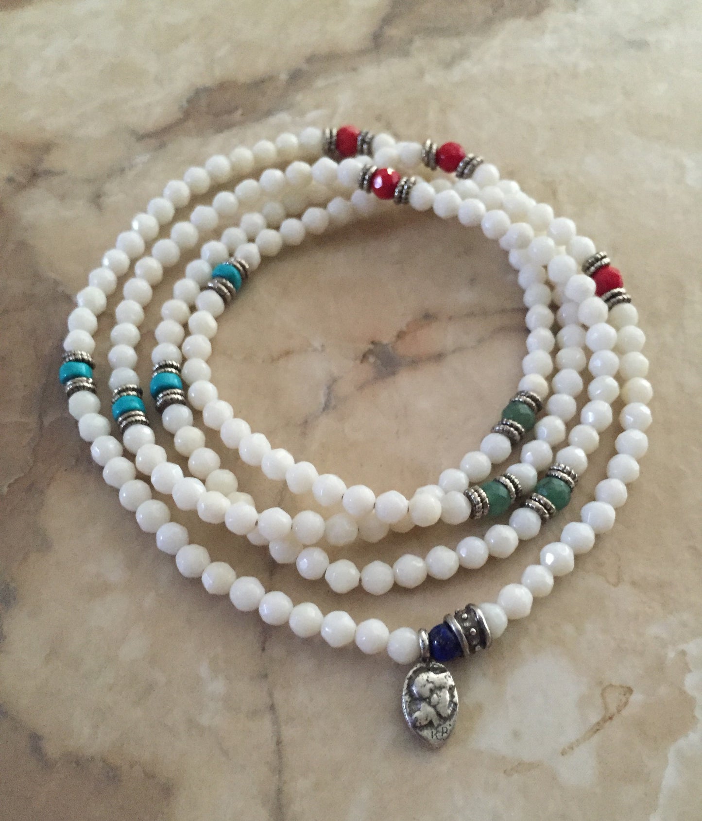 Necklace - White Coral and Color Minerals